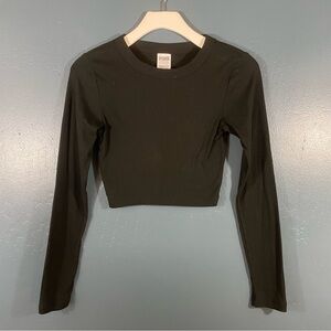 PINK Victoria’s Secret Women’s Black Long Sleeve Crop Top Size S